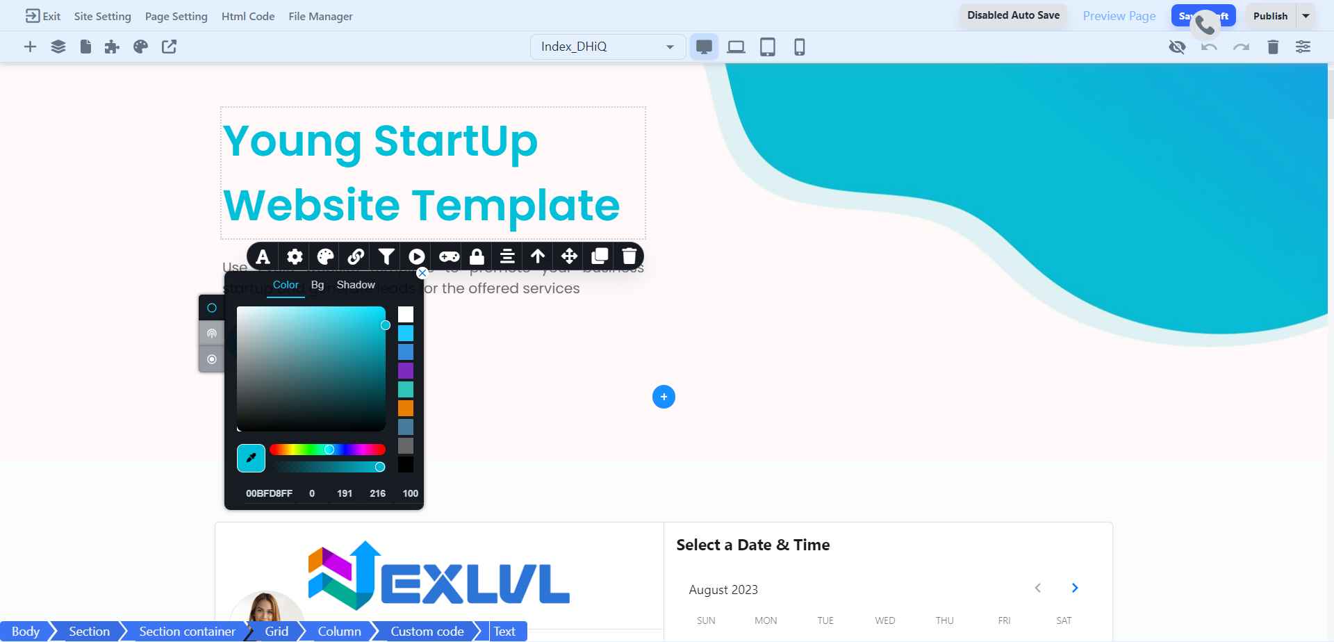 How hover color option works