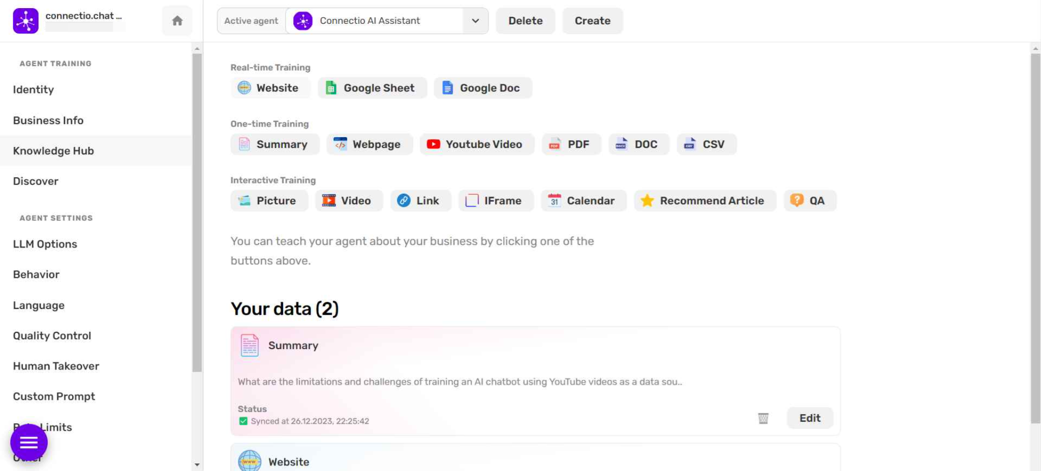 Training using a website