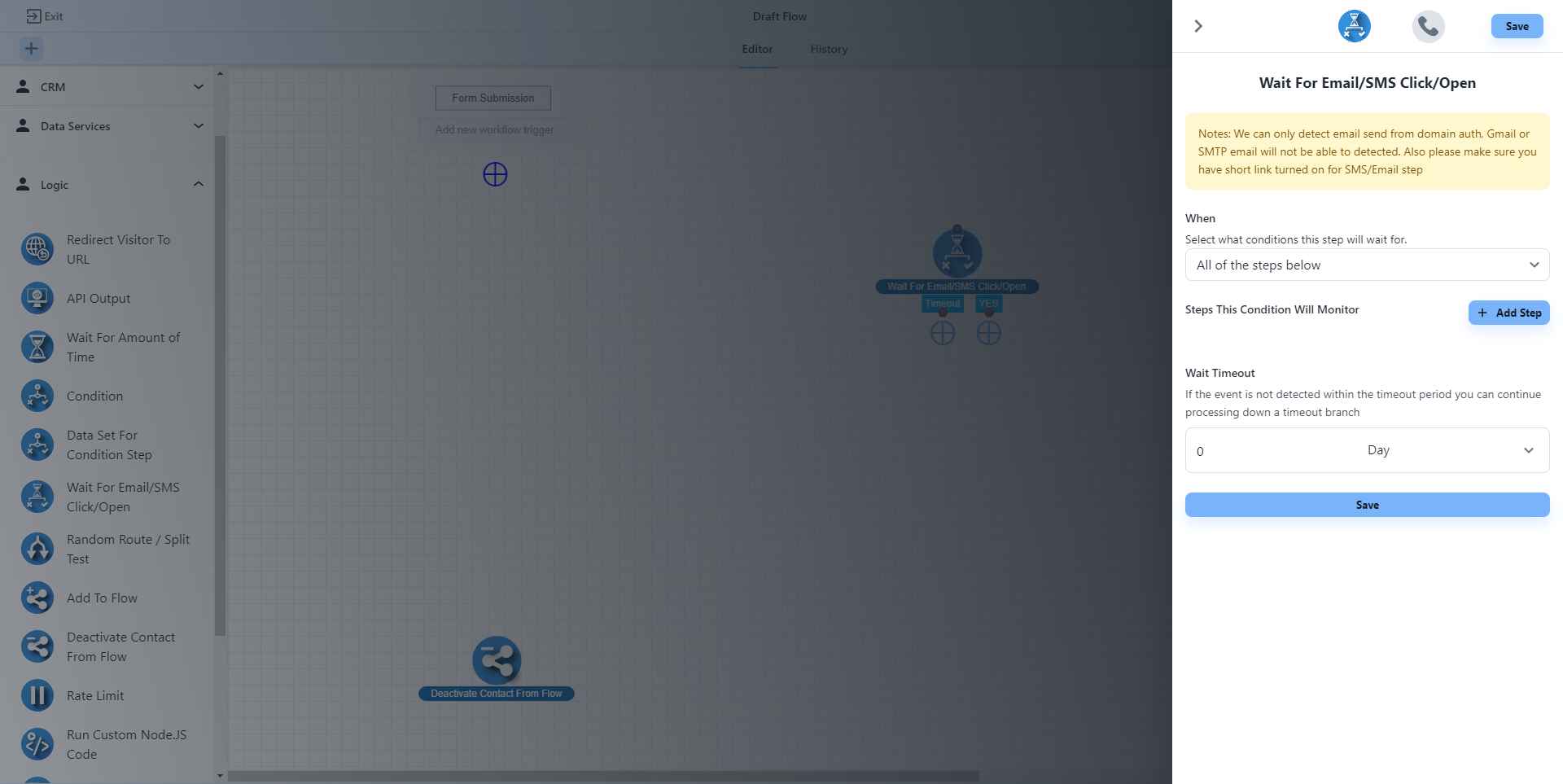 Wait for Email/SMS Click
