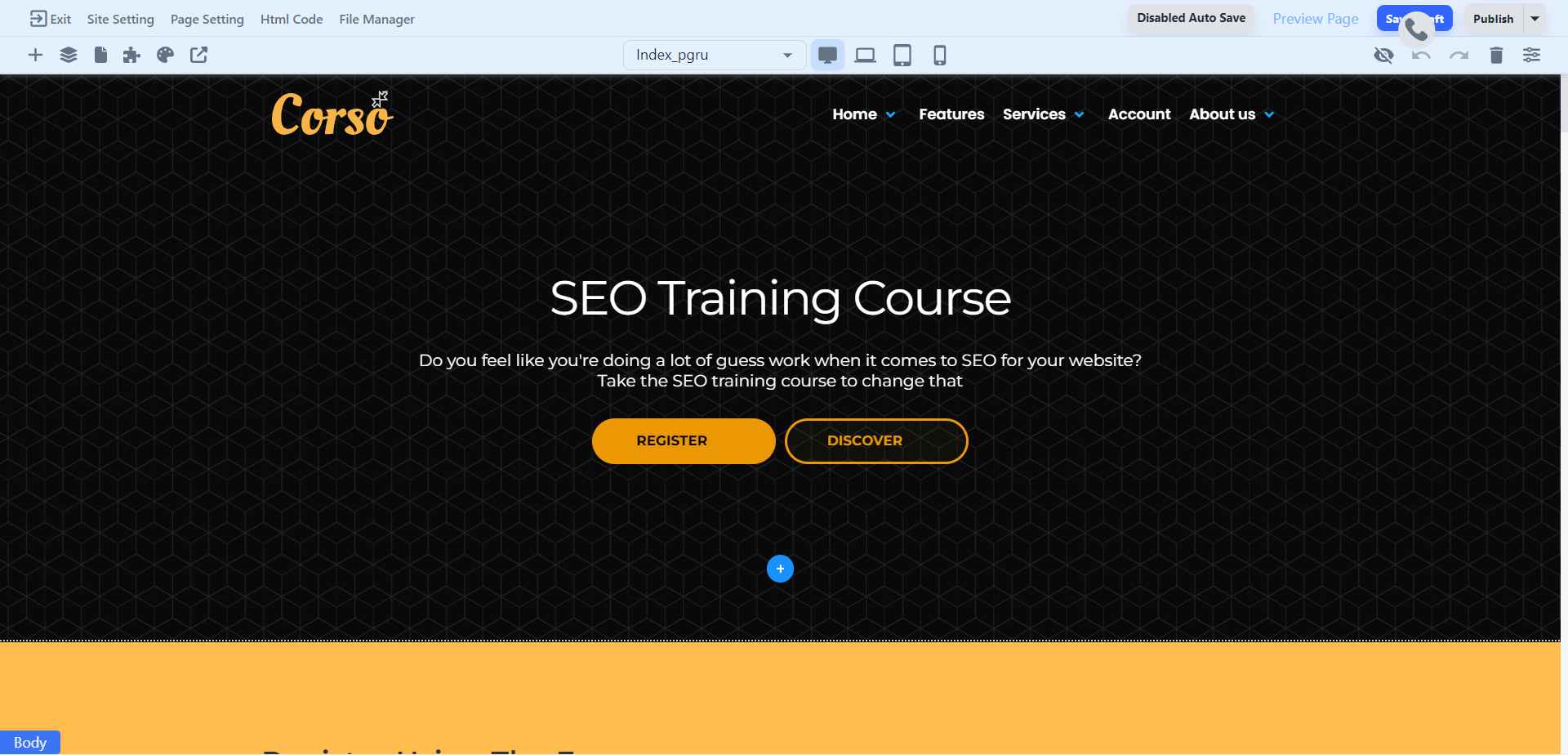 Link a page to a button