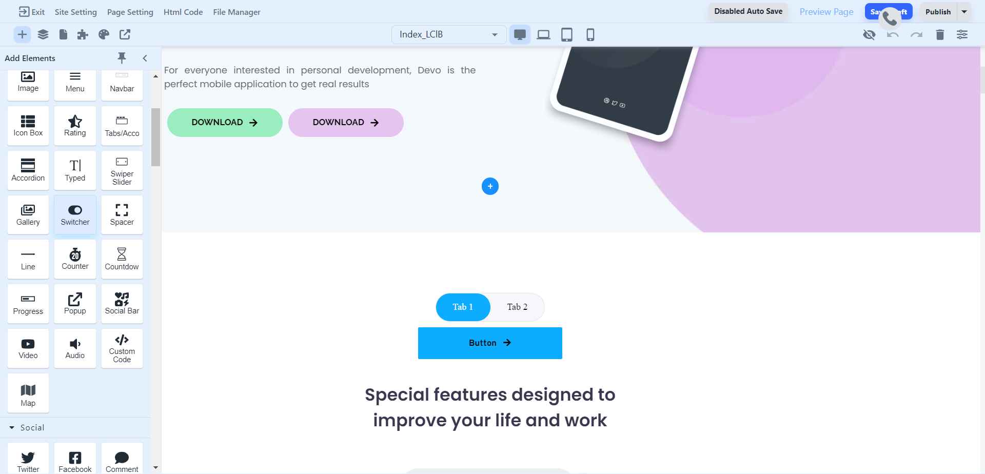 How to use Switcher Element