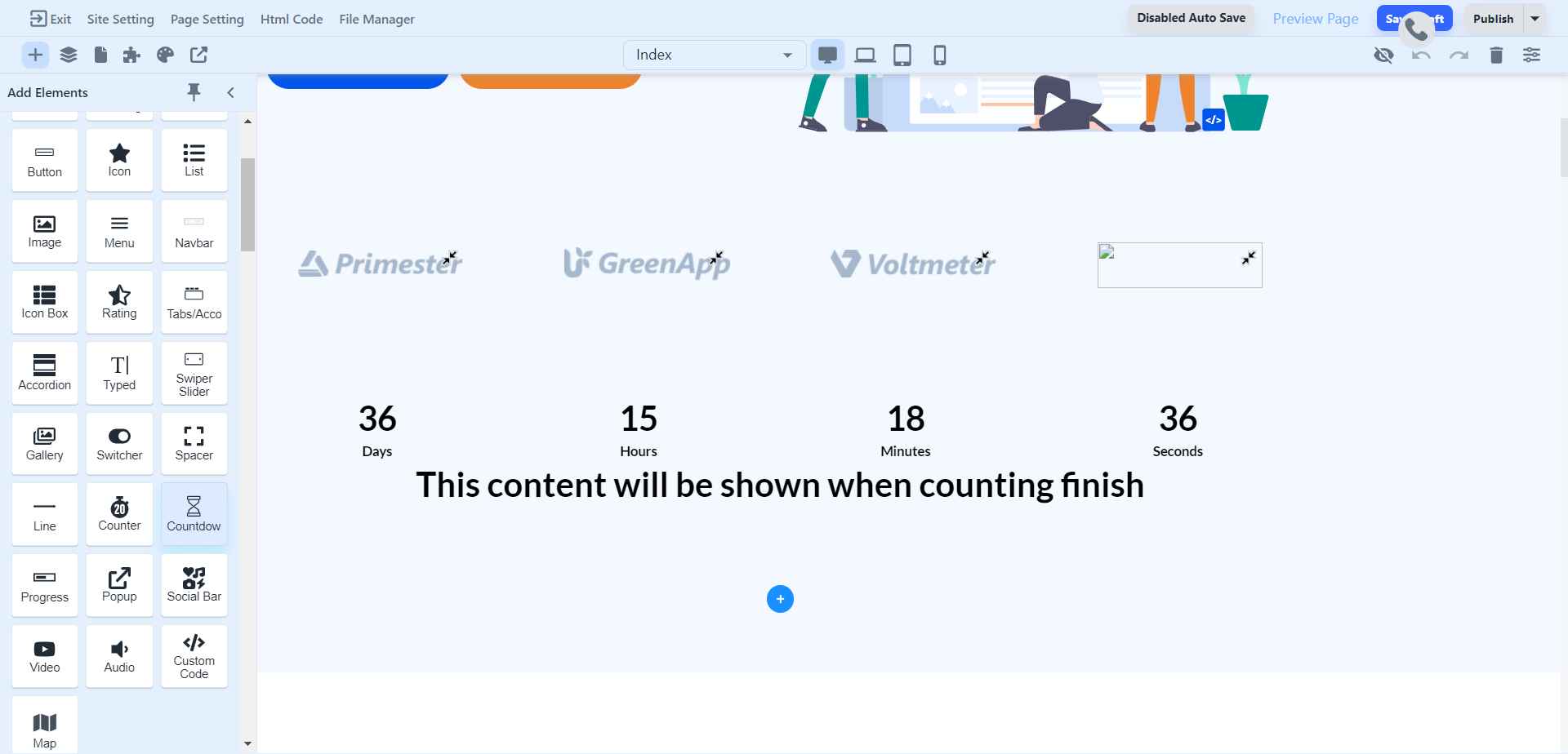 How to use Countdown element