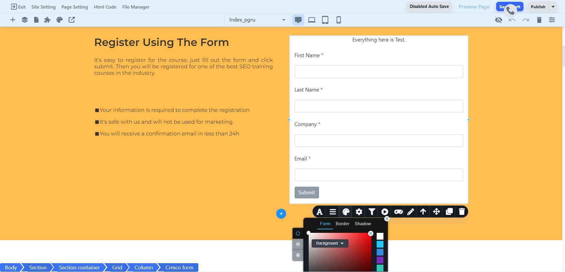 Form button color change